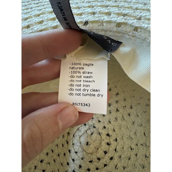 L’Atelier Du Sac Italy Floppy Paper Straws Sun Hat Bow White - Picture 4 of 4